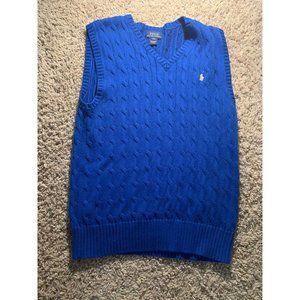 Polo Ralph Lauren Solid Blue Vest Mens Size Large Bin N